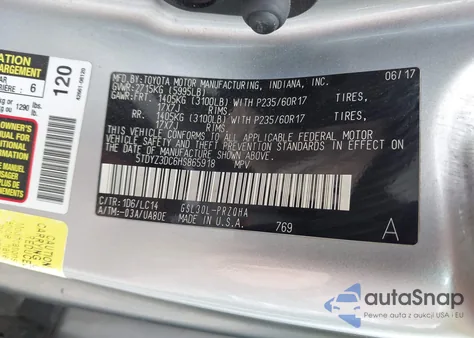 2017 Toyota Sienna Xle 8 Passenger из США, поврежденный, VIN 5TDYZ3DC6HS865918